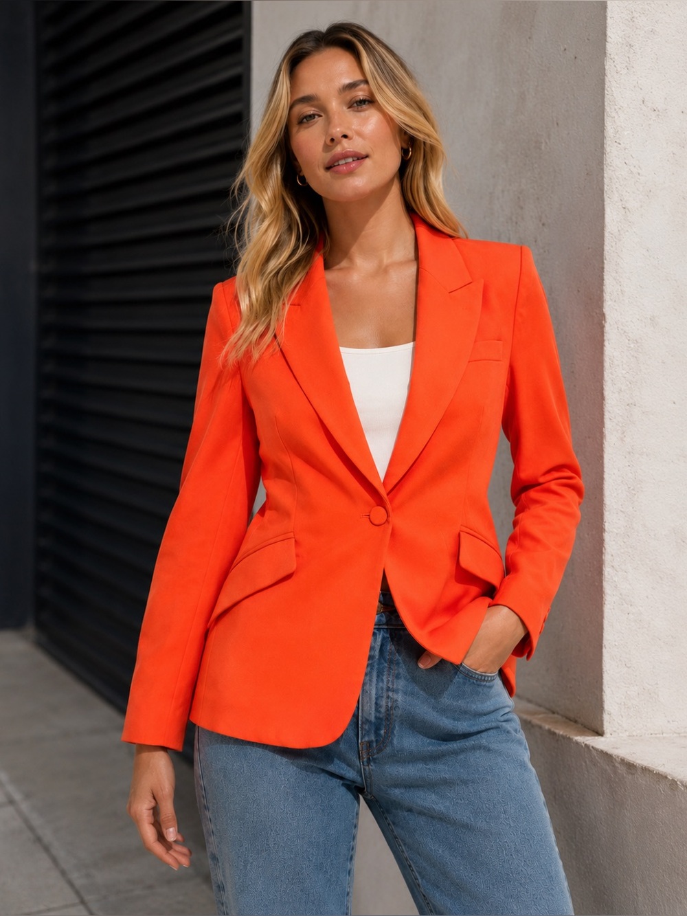 Generation Love New York Hudson‎ Crepe Papaya Single Button Blazer Size S NWT